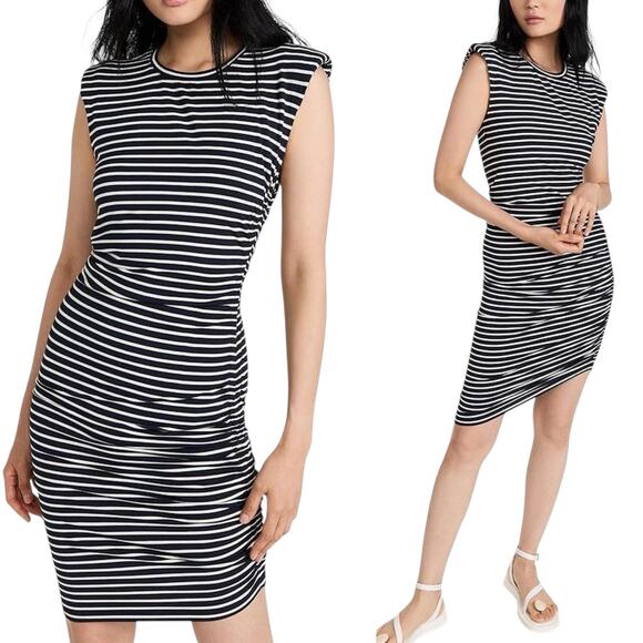 Veronica Beard Jean Ruched Side Muscle Tank Dress Navy/White Striped size XS - Picture 1 of 6